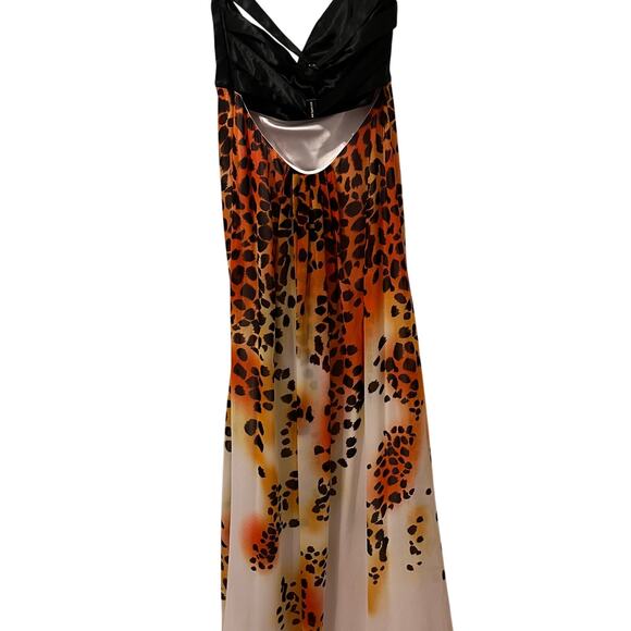 Cache Black, White, Orange Animal Print Strapless Maxi Dress 4 - Picture 5 of 10